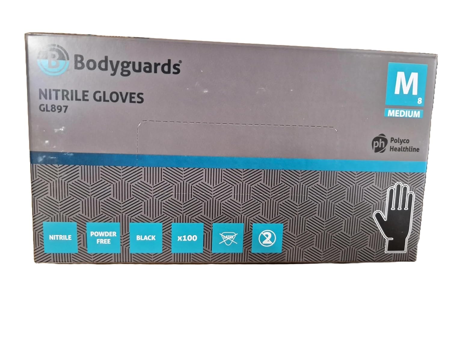Bodyguard Men's Gl8972 Nitrile Disposable Gloves, Black, M Pack of 100 UK โ image 1