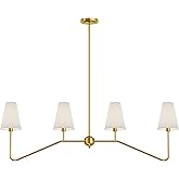 Electro bp;47" W 4-Light Linear Kitchen Island Lighting Fixture Classic Chandeliers Polished Gold with White Linen Shades for