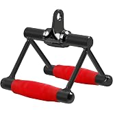 E.T.ENERGIC Cable Machine Attachments with PU Grips | Chrome steel gym pulley attachments with non-slip PU grips for lat pulldowns, rows, curls, tricep pushdowns, and home gyms