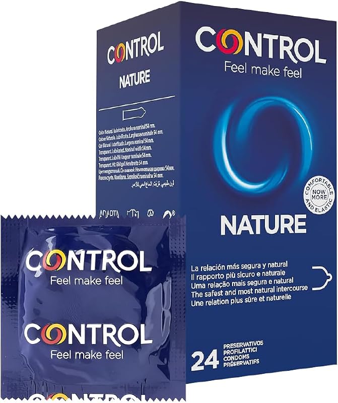 Controle de preservativos naturais. caixa com 24 preservativos para prazer natural, lubrificado e sexo seguro. desfrute de preservativos com ajuste perfeito para um relacionamento seguro.