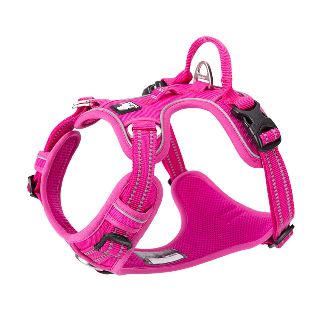 Dog Harness No Pull Adjustable Reflective Step-in Soft Nylon For Small Large Pet TLH56512(S, Fuchsia)