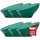 bUCLA 12 Pack Clear Green Plastic Serving Bowls - 20 OZ Christmas Angled Serving Bowls Disposable for Chip, Candy, Salad & Fruit - Ideal for X’mas Party