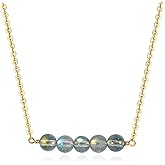 Dremmy Studios Gold Choker Necklace for Women - 14K Gold Plated Irregular Round Teardrop Crystal Stone Gemstone Charm Chain Pendant Necklace Dainty Boho Handmade Quartz Crystals Jewelry Trendy Gift