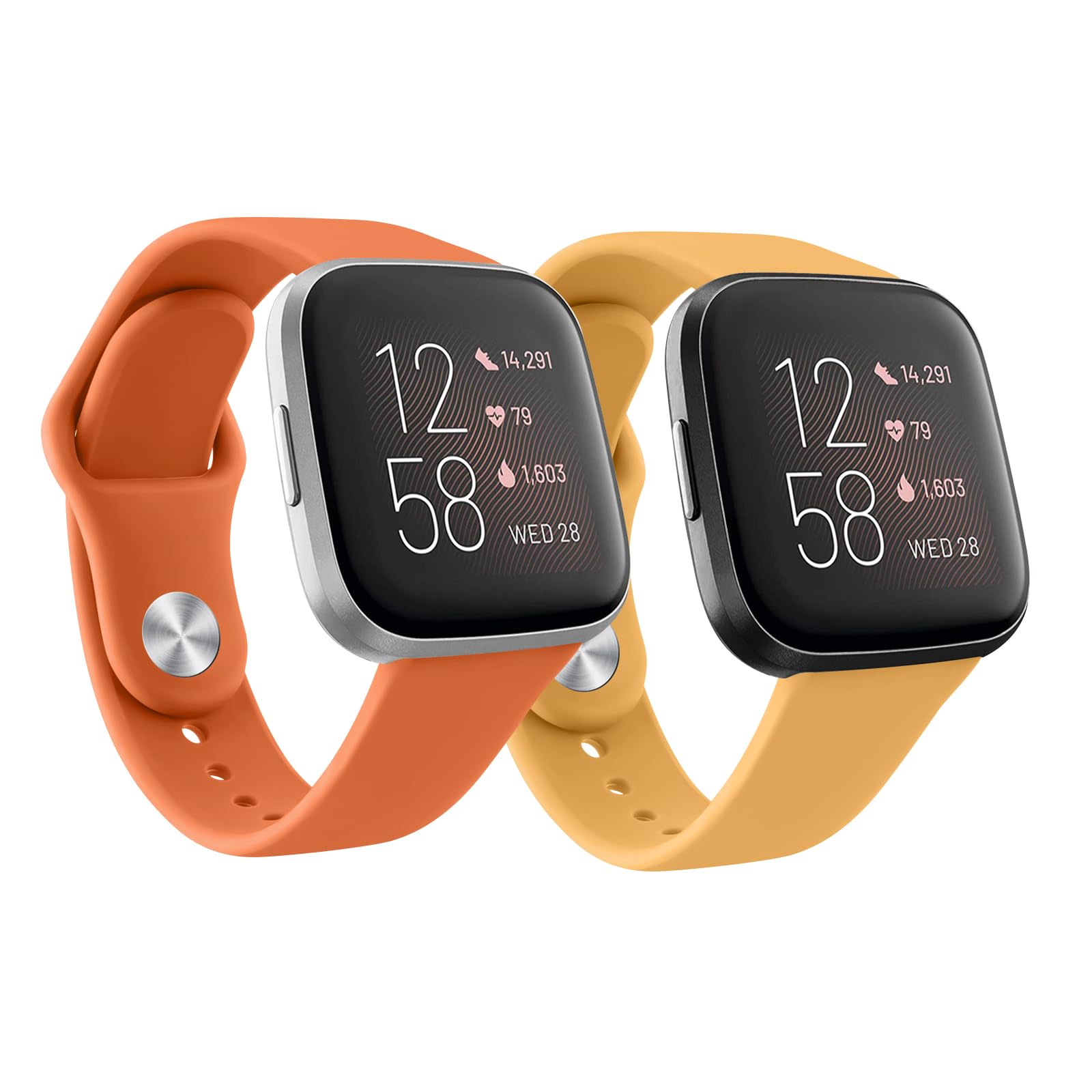 2 Straps for Fitbit Versa 2 Strap/Versa Strap for Women Men, Silicone Sport Replacement Straps Compatible with Fitbit Versa Lite/Fitbit Versa 2/Fitbit Versa,Quick Release,Yellow+Orange — image 1