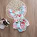 Canis Baby Girls' Full Flower Print Buttons Ruffles Romper Bodysuit with Headband (80(6-12M), Blue(no Headband))