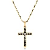 GAVU Stainless Steel Cross Necklace for Men, Stainless Steel Pendant Confirmation Necklace