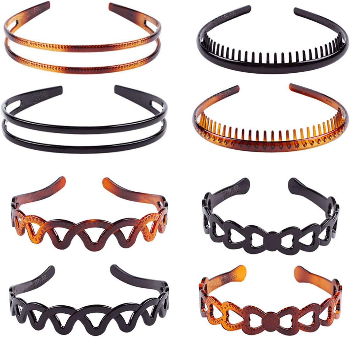 Set of 8 Unisex Hard Plastic Sharks Tooth Headband Hair Comb High-grade Headwear Hairband Hair Hoop (C#)