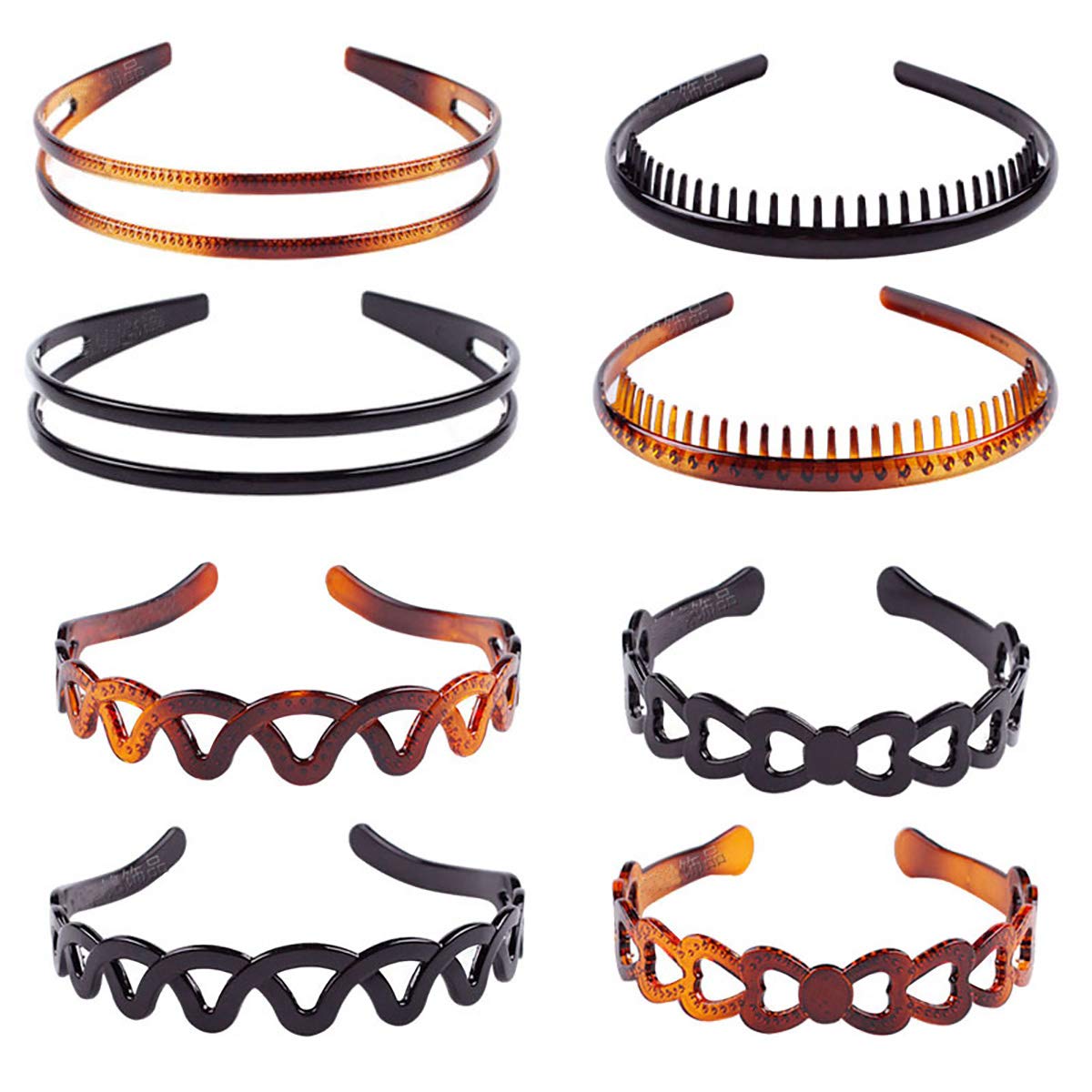 Set of 8 Unisex Hard Plastic Sharks Tooth Headband Hair Comb High-grade Headwear Hairband Hair Hoop (C#)