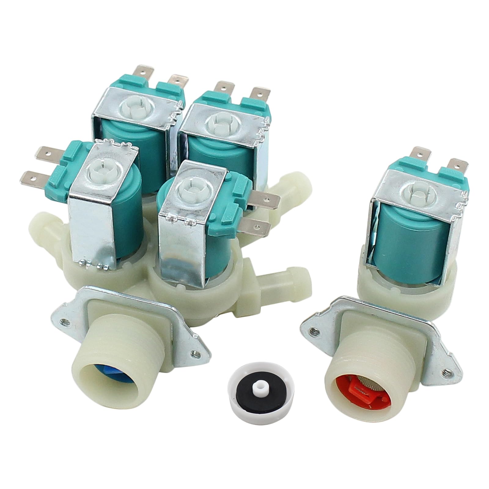 Photo 1 of Roneeson DC62-00214M DC62-30314K Washer Cold and Hot Water Inlet Solenoid Valve for Samsung WF56H9100AV/A2, WF457ARGSWR/AA, WF42H5600AP/A2, WF56H9100AW/A2, WF455ARGSGR/AA, WF45H6300AG/A2