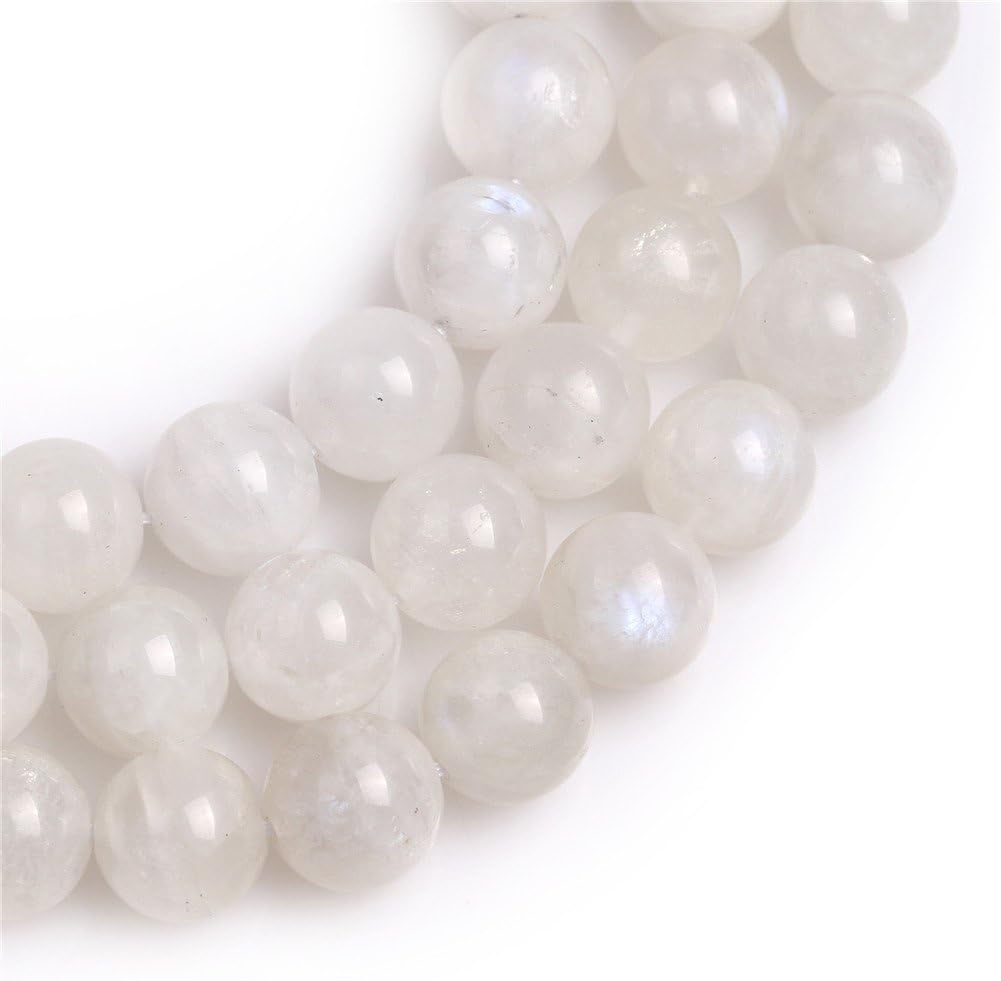 AAA Grade Natural Genuine Gemstone Semi Precious Stone Beads for Jewellery Making 15‘’ (Round Blue Rainbow Moonstone/12MM) - Image 3