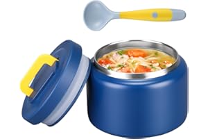MAISON HUIS 8oz Soup Thermo Wide Mouth Vacuum Insulated Thermo Food Jar, Leak Proof Stainless Steel Food Thermo for Hot&Cold Food Kids Food Lunch Soup Container for School Travel (Blue)