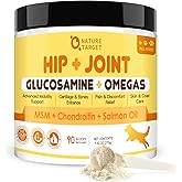 NATURE TARGET Glucosamine for Dogs, Joint Supplement for Dogs, Chondroitin, MSM, Turmeric, Omega 3, Support Hip & Joint Mobility - Dog Joint Pain Relief for Small & Large Breed, 9.52 Oz