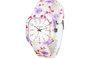 origset Women Watch Square 24 Hour 3-Hand Easy to Read Time for Nurse Medical Students Teachers Doctors Colorful Water Proof