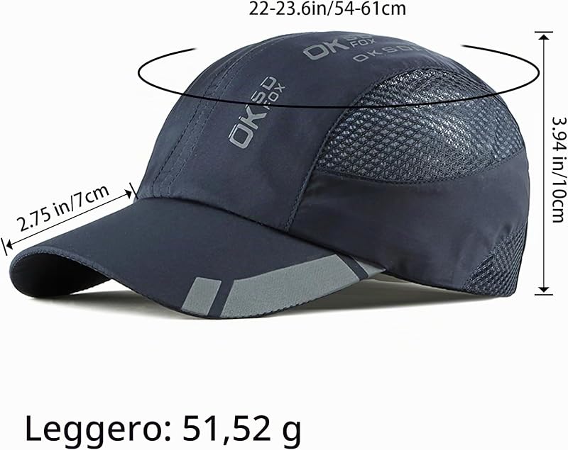 2 Confezioni Cappello da Baseball Uomo Donne, Sport Aperta Cappellino Visiera Asciugatura Rapida, Traspirante Leggero Pieghevole Cappellini da Sole Estivo Berretto Baseball Regolabile Snapback