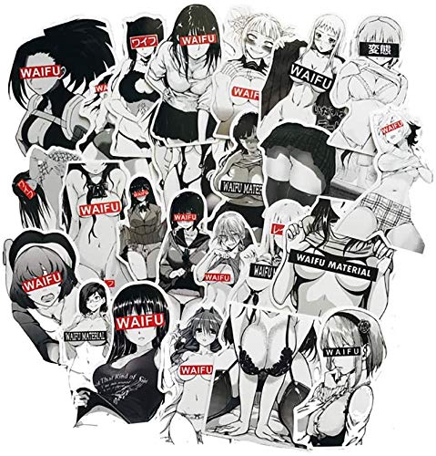 Sunfar 100 PCS Waifu Anime Stickers for Water Bottles,Scrapbooking, Laptop, Hydroflasks, Computer, Phone, Notebook, Desk, Wall, Sticker for Girls Boys Teens Trendy