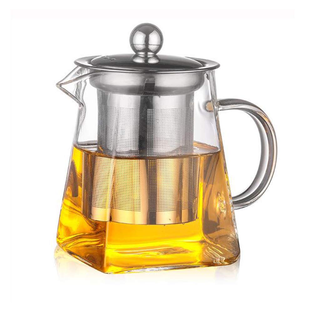 Square Glass Teapots, ANSUG 550 ml Clear Heat Resistant GlassTea Pots - Stainless Steel Tea Infuser and Strainers Safe for Microwavable and Stovetop