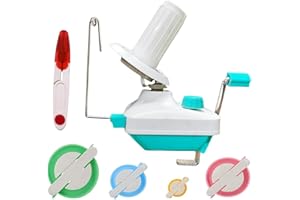 KNEWMART Yarn Ball Winder, Weaving Ball WinderNeedle Craft Yarn Ball Winder Hand Operated Sturdy with Metal Handle and Tabletop Clamp, with 4 Size Pom Pom Makers+1PS Scissors