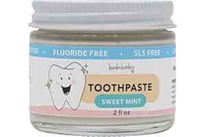 BALM! Baby Kids All Natural Fluoride Free Toothpaste with Xylitol, SLS Free, Vegan, Gluten Free, BPA Free, Zero Waste, Mint, 2 fl oz