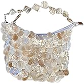 Shell Beaded Clutch Purse for Women Luxury Handmade Top Handle Bag Beach Evening Handbag for Summer Vacation