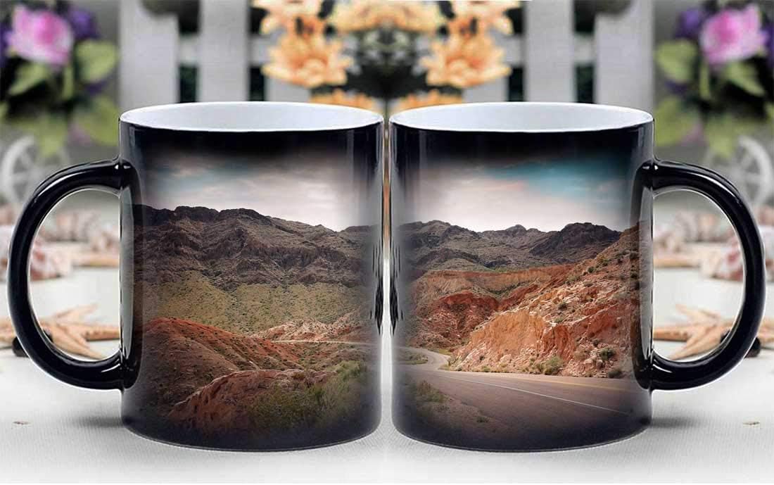 Amymami Personalized Gifts Heat Changing Magic Coffee Mug - Hiking Hoover Dam Lake Mead Las Vegas Arizona ROC