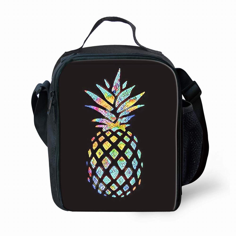 Amzbeauty Pineapple Print Lunch Bag for School Kids Boys Girls Small Lunch Box Insulated Lunch Container with Adjustable & Removable Tote Bag