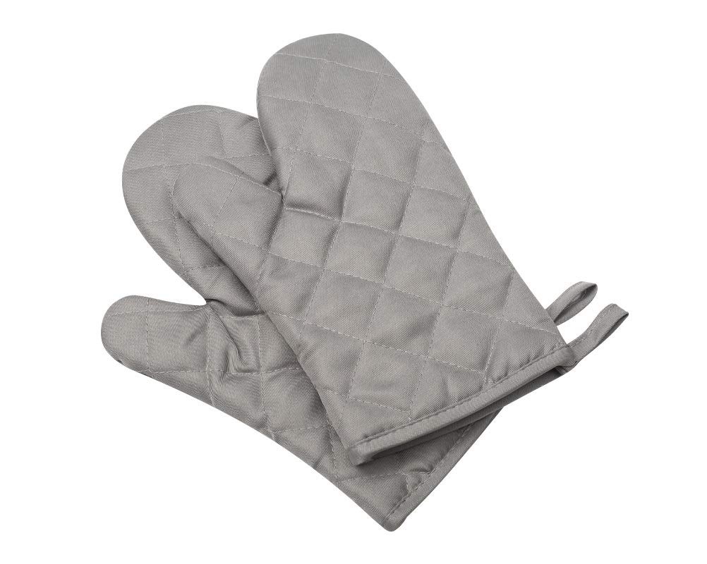 Kitchen Cotton Cute Long Microwave Oven Mitts for Heat Resistant with 320°F, Kitchen Gloves for BBQ Cooking Baking 1 Pair Gray