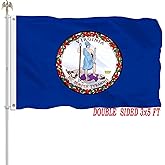 Virginia State Flag 3x5 Outdoor Double Sided Virginia Flags Heavy Duty 100% Polyester with 2 Brass Grommets for Outdoor Indoor Wall