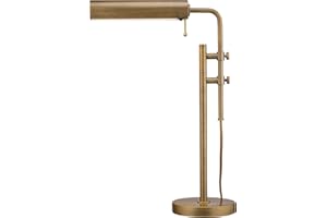 O'Bright Aurora LED Pharmacy Desk Lamp - Swing Arm, Industrial Design for Reading, Crafting, Work,10W LED, Adjustable Height 18.5-24.5 inches - Ideal for Living Room, Bedside, Office - Antique Brass