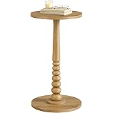 VASAGLE Round Side Table, Small Drink End Table, Accent Nightstand | With Solid Wood Leg, for Small Spaces, Living Room Bedroom,Mid-Century Modern, Natural Brown, MARIEL Collection ULET293HC01S