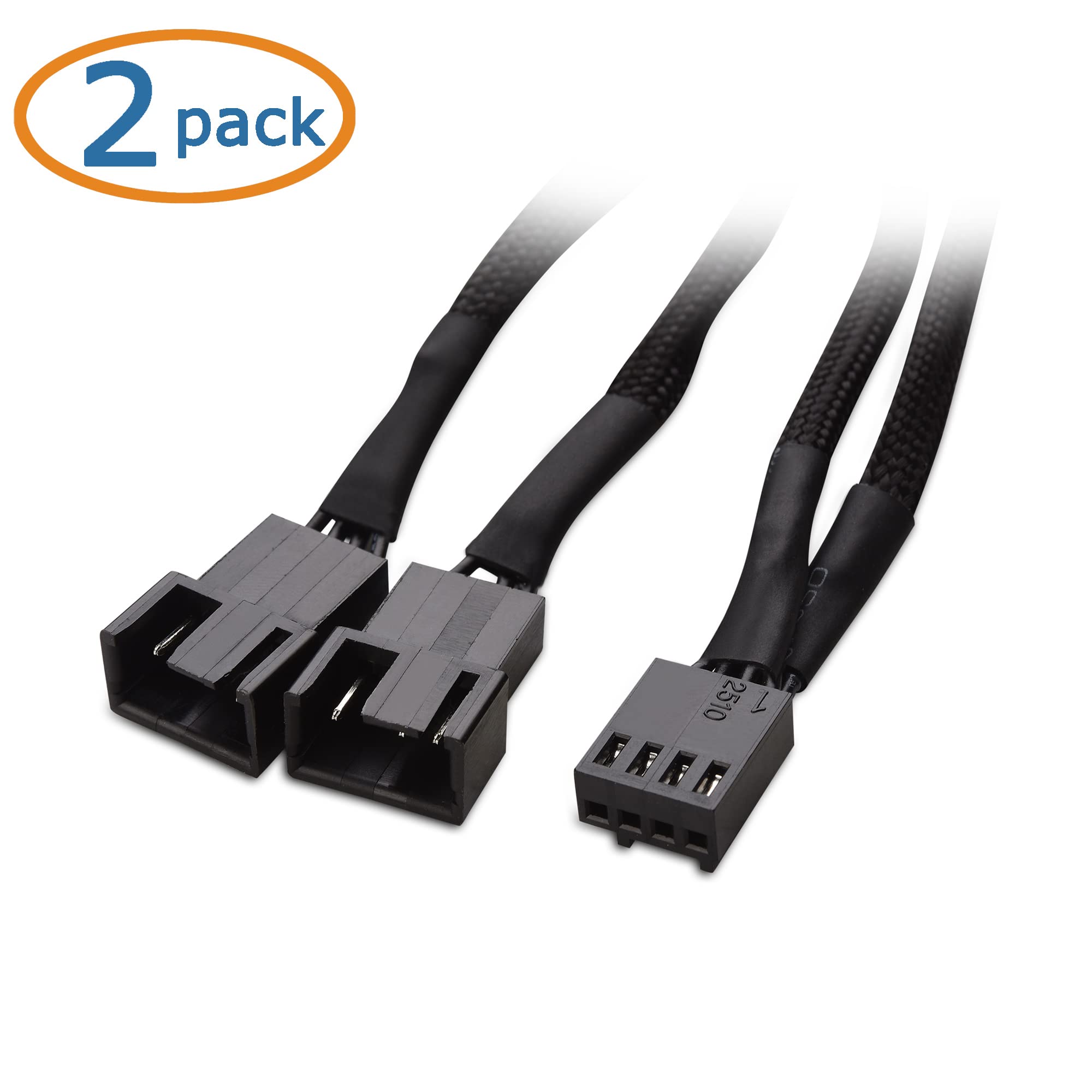 Cable Matters 2-Pack 2 Way 4 Pin PWM Fan Splitter Cable - 4 Inches, PC Fan Splitter 1 to 2 Converter, PC-Fan Extension Cable