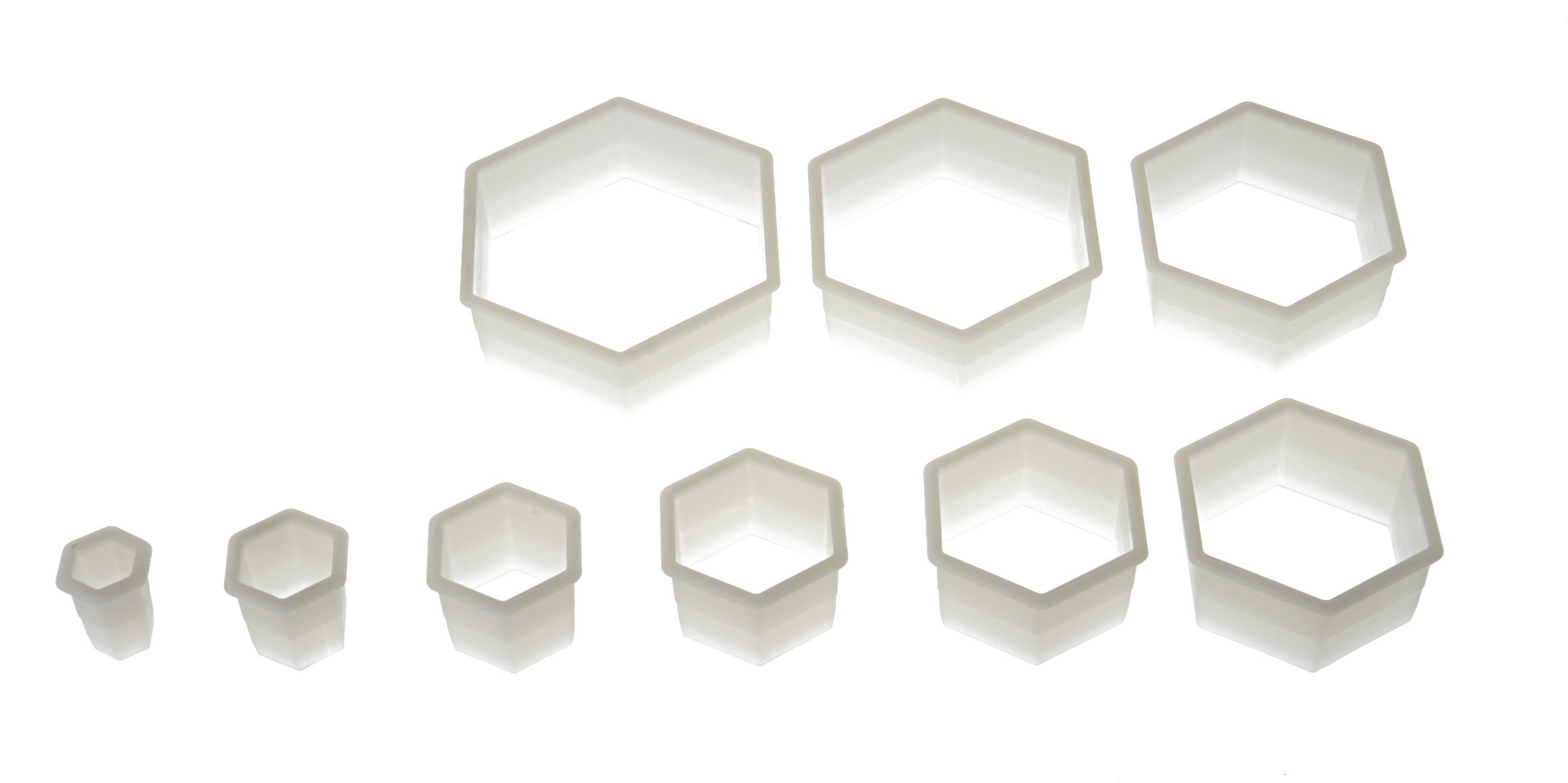 Silikomart Wonder Cakes Collection Hexagon Nesting Smooth Nylon Dough Cutters, Set of 9