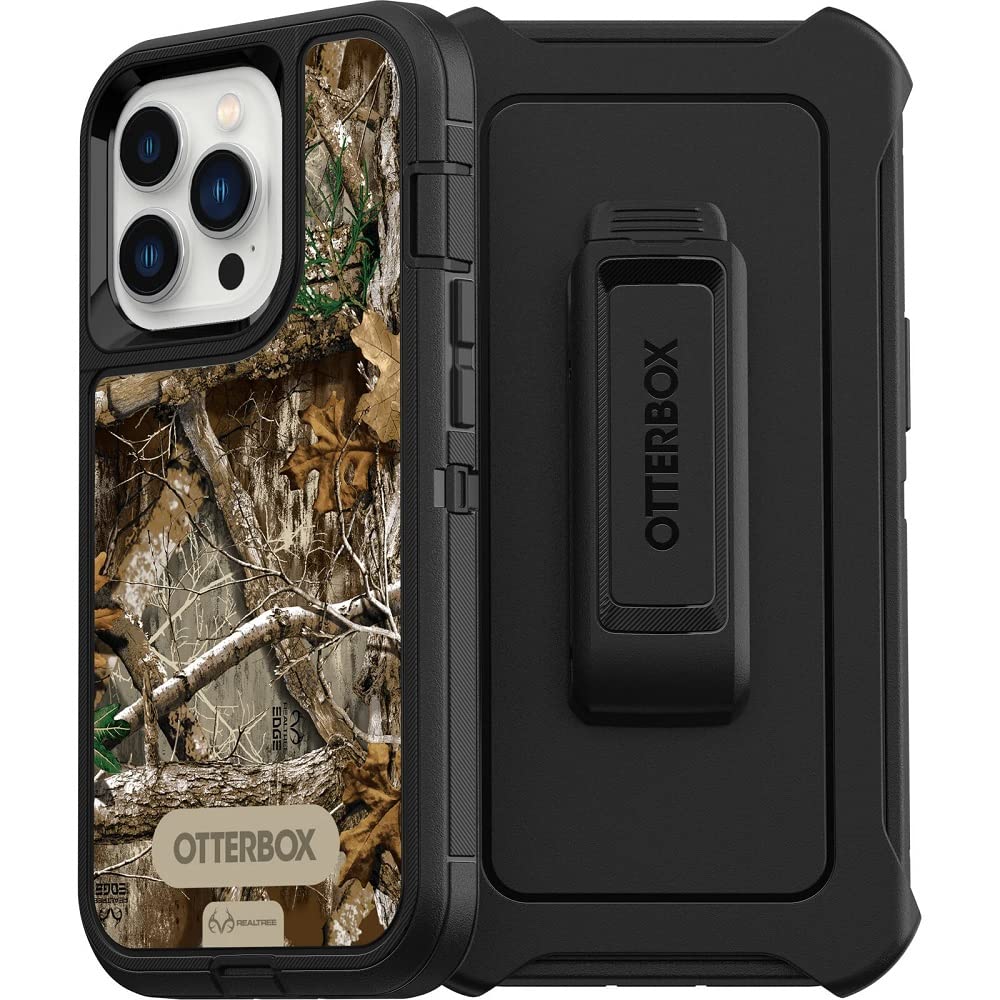 OtterBox iPhone 13 Pro (ONLY) Defender Series Case - Black/Realtree (CAMO), Rugged & Durable, with Port Protection, Includes Holster Clip Kickstand