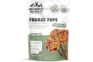 No Furries Delights Treats, 100% All Natural Forage Pops for Rabbit Hamster Guinea Pig Chinchilla Pet Rat Mice Gerbil Bird, Healthy Enrichment Bonding Rewarding Training (Forage Pops 5pcs)