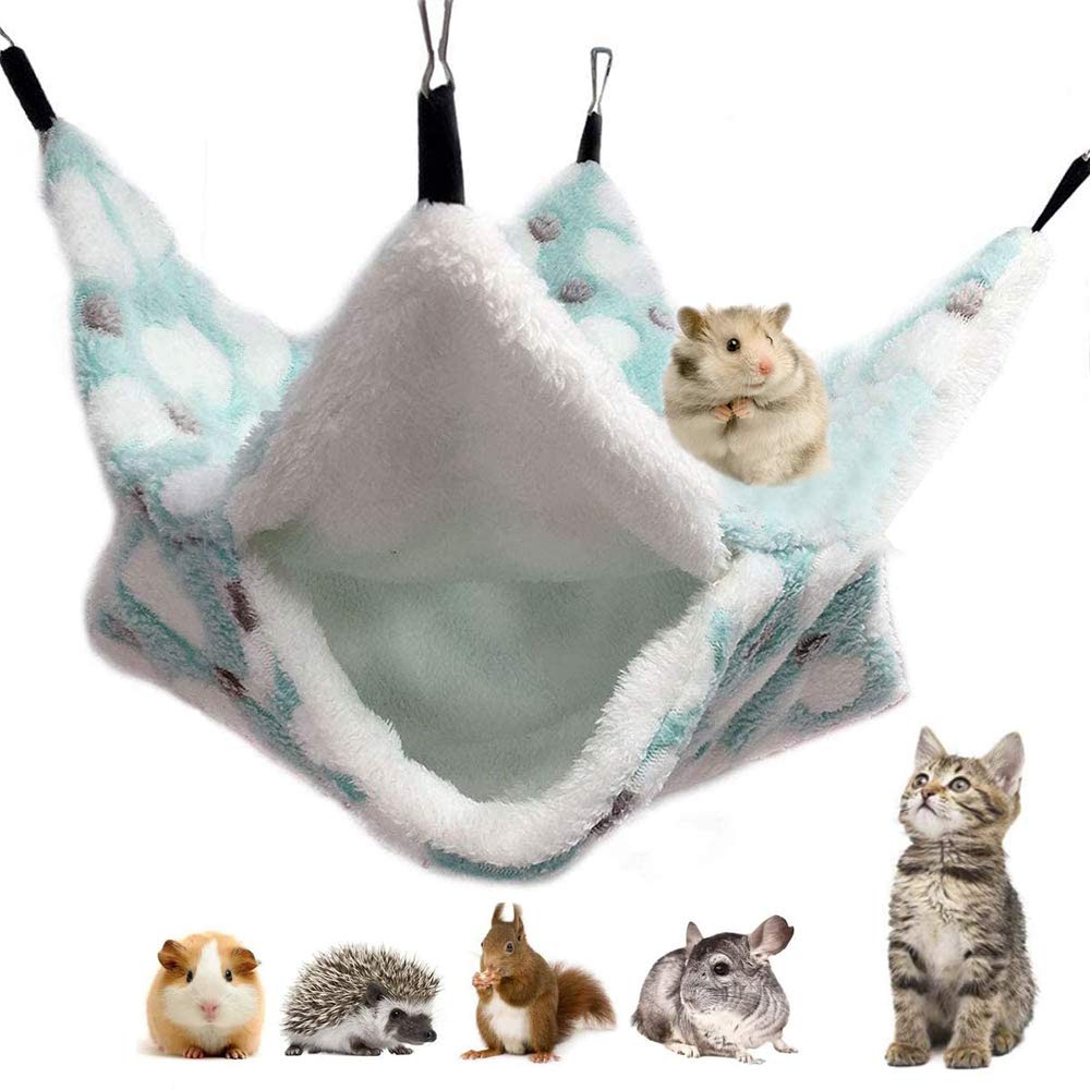 Yhuasia Small Hanging Pet Cag, Animals Pet Cage Hammock, Guinea Pig Warm Hammock, Hamster Hammock Sleeping, for ferret Squirrel Hamster Rat Other Small Animals Playing Sleeping (Green)