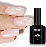 TOMICCA White Glitter Gel Nail Polish Shimmer Silver Nude Translucent Jelly Top