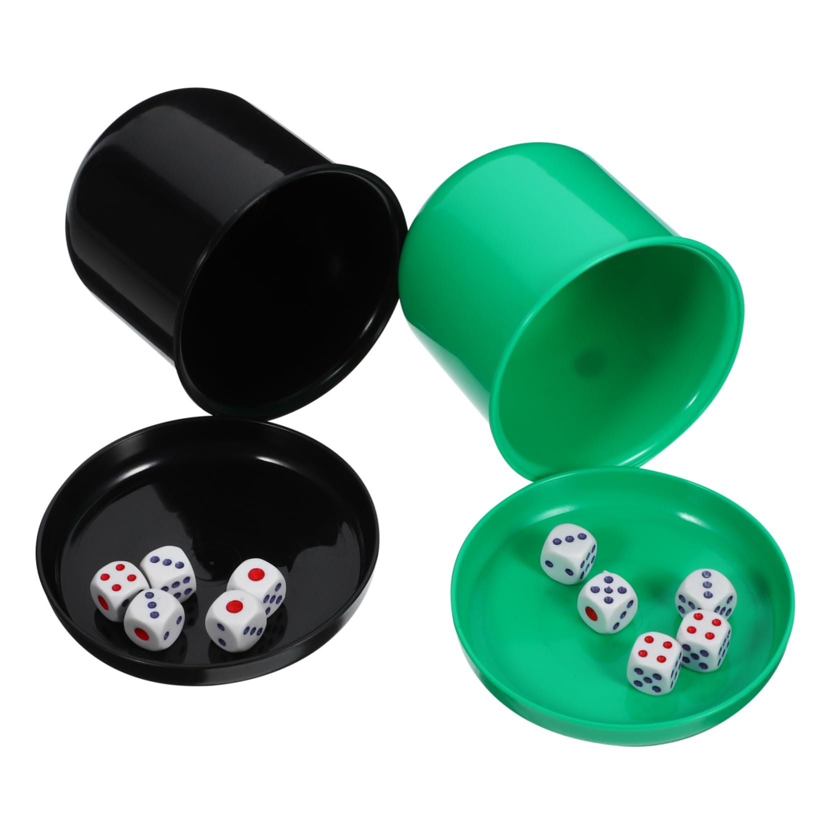 VICASKY 2Pack Dice Game Set with Base Thickened Plastic Die Shaking Cup with 10 Dot Dices Game Accessory for Bar Party (Random Color)