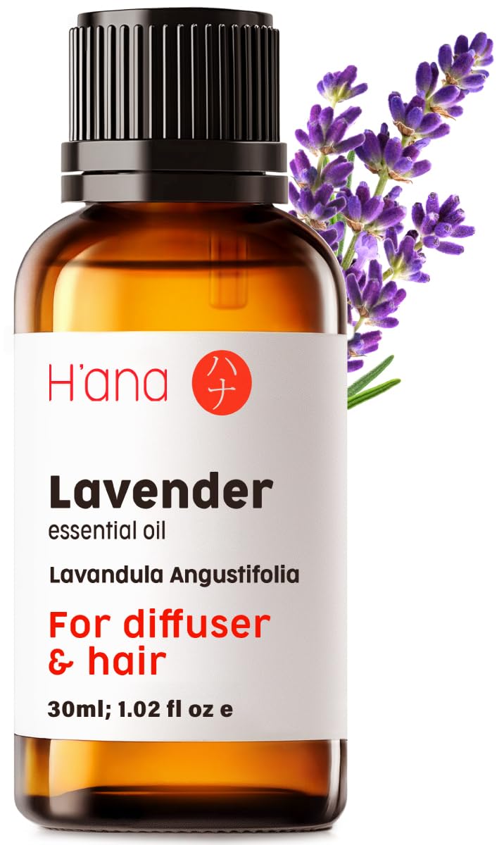 H'ana Lavender Oil Essential Oil for Diffuser - 100% Natural Lavender Oil Essential Oils for Skin - Lavender Essential Oil for Hair, Lavender Massage Oil (30ml)