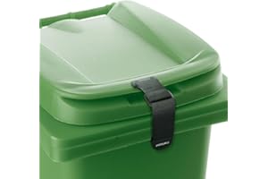 2PCS HOSUKU Trash Can Lock for Animals, Raccoon Proof Trash Can Lock, Adjustable Garbage Can Lock for Outdoor Use, Auto-Release During Collection, Easy to Install