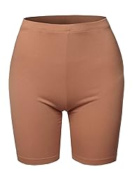 A2Y Basic Solid Cotton Mid Thigh High Rise Biker