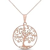 Jewel Zone US Tree of Life Filigree Pendant Necklace 14k Gold Over Sterling Silver