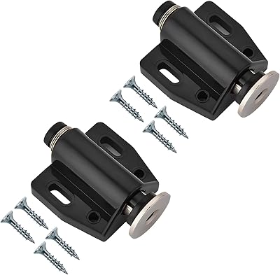 TERF Push to Open Door Catch Black Magnetic Pressure Release Latch 2 Pack