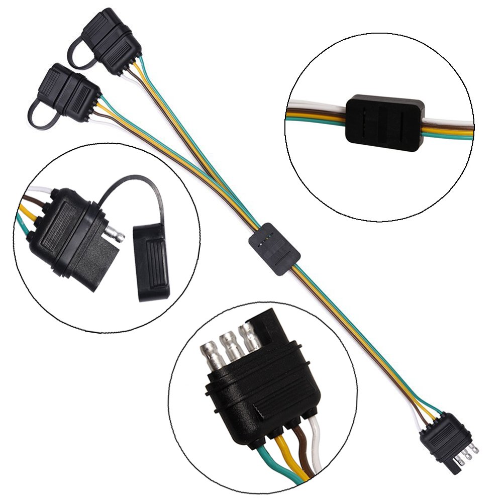 QUNQI STAR Trailer Wire Harness 4 Pin 4 Way Flat YSplitter Adapter