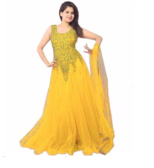 yellow colour ethnic dress