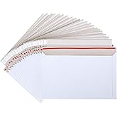 100 PCS Rigid White Cardboard Envelopes, 6x10 Inch Self Seal Stay Flat Mailers for Shipping Packaging