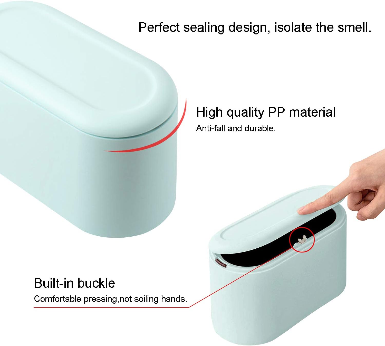JEEZAO Office Desktop Paper Bin,Desk Trash Can with Lid, Mini Kids Table Waste Bin for Bedroom Bathroom,Storage Box for Pet Food - Image 4