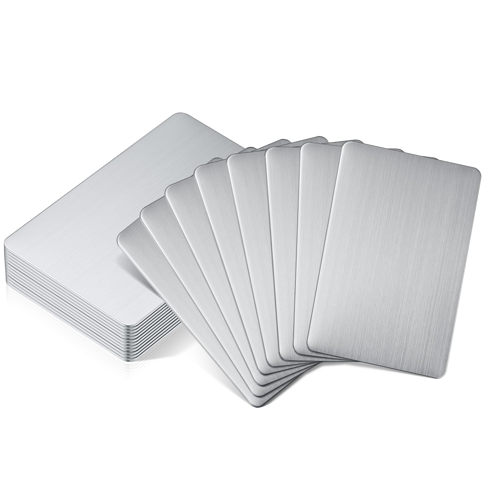 Photo 1 of 12 Pieces 304 Stainless Steel Metal Business Cards Blank Steel Laser Engraving Stainless Cards for House Office Customer DIY Gift Plate, 86 x 54 mm(0.8 mm)