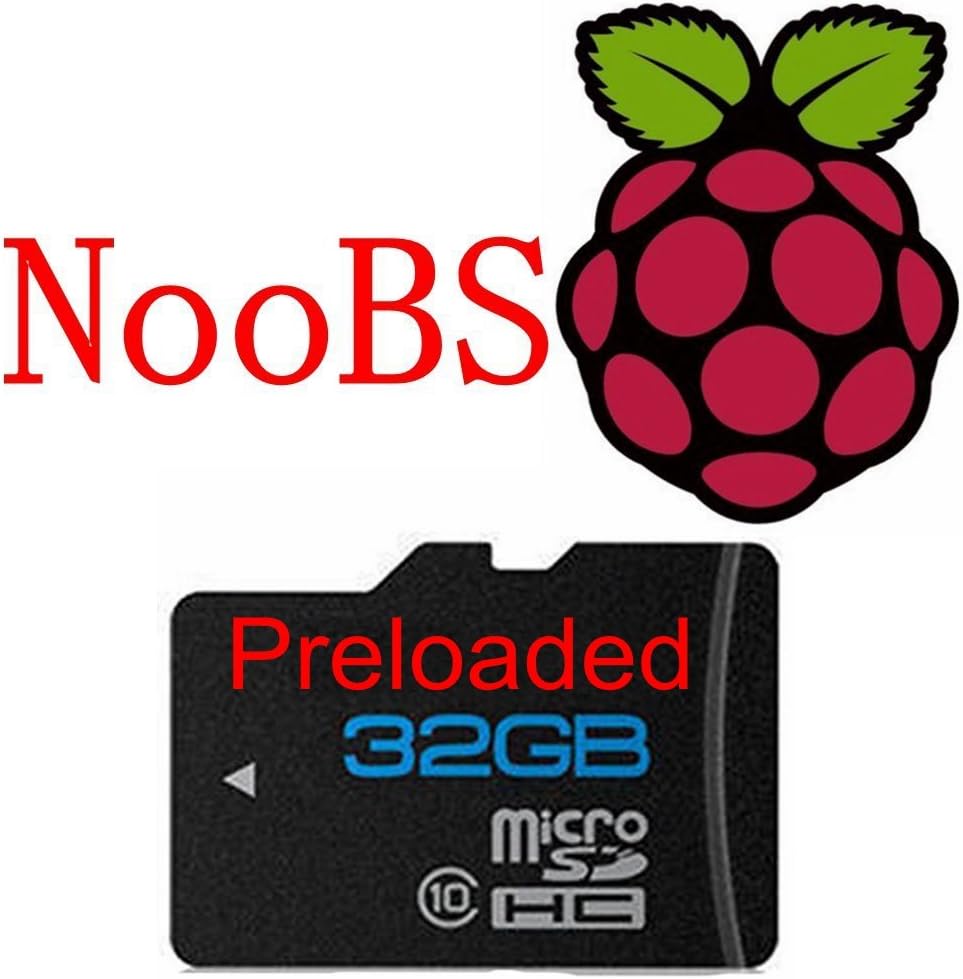 32GB-NOOBS Class 10 Micro SD card preloaded with NOOBS or Raspbian for All Raspberry Pi Models (Zero, B+, Pi 2 and Model 3B+)