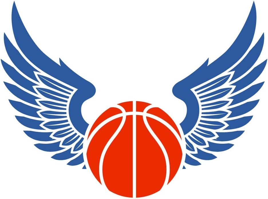 21 inches x 16 inches Blue Orange Flying Wings Basketball Silhouette