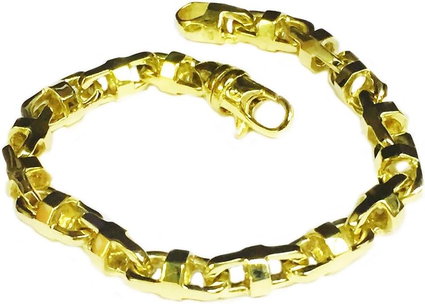 TEX 14K Solid Yellow Gold Heavy Anchor Bullet Chain Bracelet 7.9 Mm