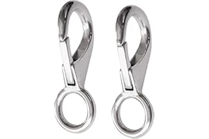 2/4Pcs Heavy Duty Stainless Steel 316 Spring Snap Hook,Fixed Eye Clip Carabiner Marine Clip Dock Hardware Accessories (2Pcs, 